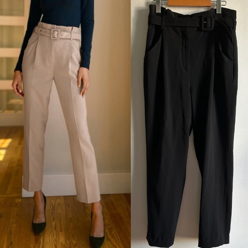 Aritzia Babaton Sz 10 Encore Black Belted Trouser Pants